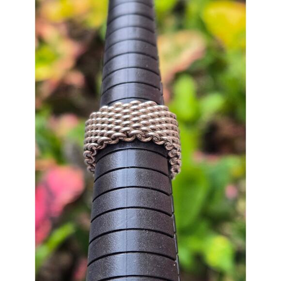 Vintage Tiffany & Co Somerset Sterling Silver Mesh Ring Sz 6.25 - Picture 6 of 8